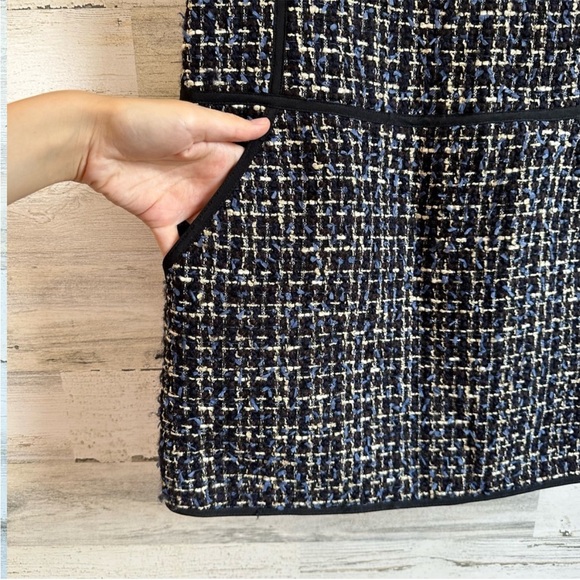 Theory Tweed Wool Blend Sleeveless Mini Sheat Dress with Pockets Sz 0 Black - Picture 5 of 12